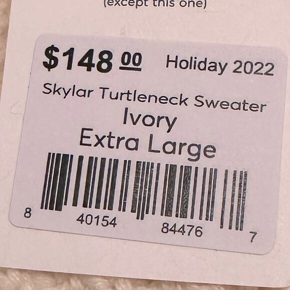 NWT Marine Layer Skylar Ivory Wool Blend Turtleneck Sweater Size XL - Picture 7 of 11